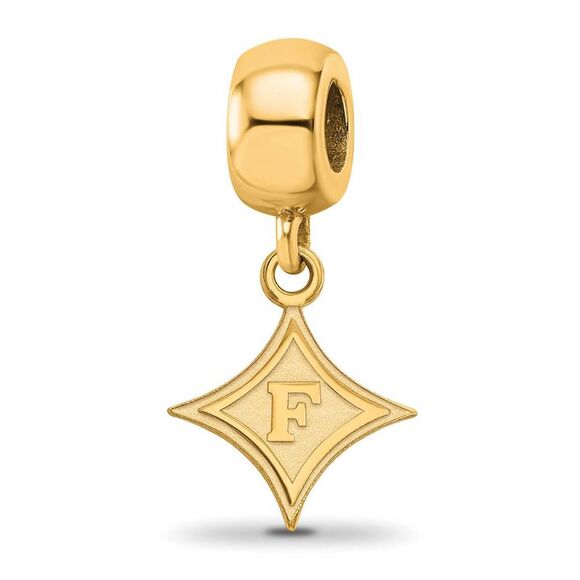 14k Gold Plated Silver Furman University Small Dangle Bead Charm - Picture 1 of 6